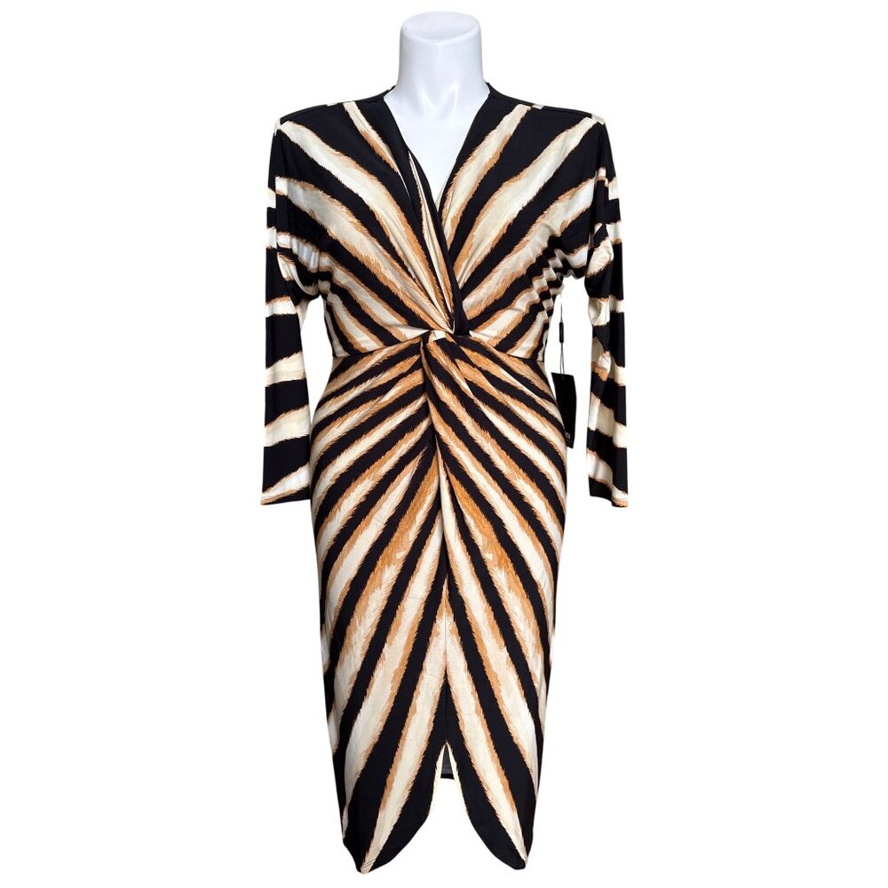 White House Black Market NWT $160 Women's Sunburst Front Twist Midi Dress, LP - Picture 5 of 14